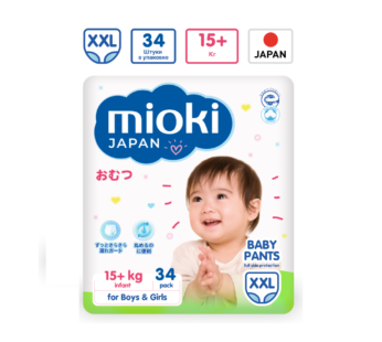 Трусики Mioki ХХL 15+ кг (34 шт), Япония