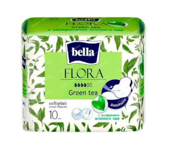Прокладки Bella FLORA Green tee 10 шт, с экстрактом зеленого чая,