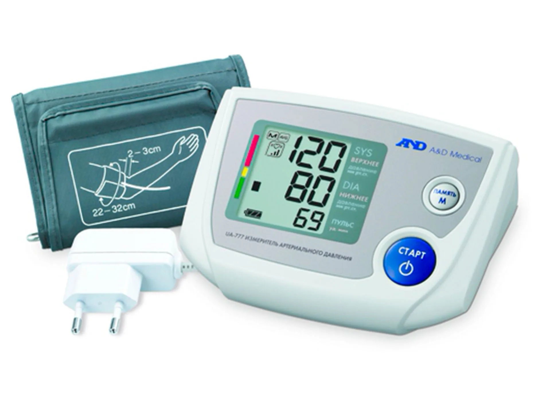 Автоматический тонометр A&D UA-777 стандарт. манжета 22–32 см -  Интернет-магазин